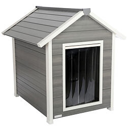 Bouda pro psy Hendry eko plast, 101 x 88 x 98 cm, šedo-bílá