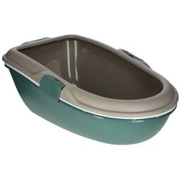 Kočičí toaleta Furba s roštem, šedo/tyrkysová