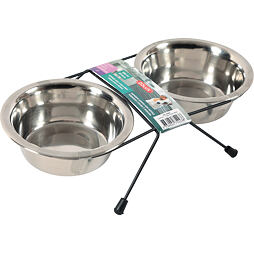 Miska nerez stojan + 2 misky pes STEEL 0,35l Zolux