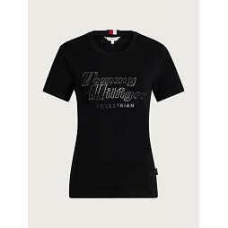 Dámské triko s kamínky TOMMY HILFIGER Malibu, černá, kolekce S/S 2026