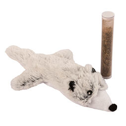 Plyšová hračka pro kočky Hranostaj, 17 cm, šedá