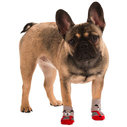 Protiskluzové ponožky pro psy Bruno, 4ks/bal, červené