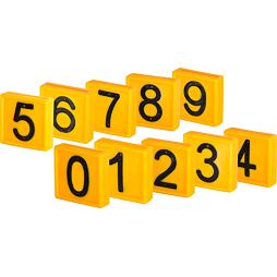 Plastové číslo na obojek, jednomístné, žluté
