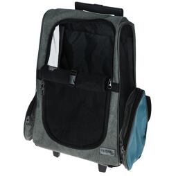 Cestovní taška na psy s kolečkami Vacation, 41 x 26 x 55/ 103 cm, šedo/modrá