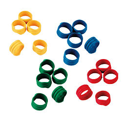 Kroužky na slepice, spirálové, 12mm, 100ks/bal - mix 4 barev
