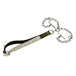 Obojek pro mladé býky Top-Quality, 150x5cm s dvojitým řetězem, obrtlíkem, D-kroužkem a kličkou