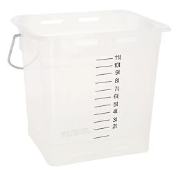 Napájecí kbelík pro telata, plast, průhledný bílý, 13l se stupnicí