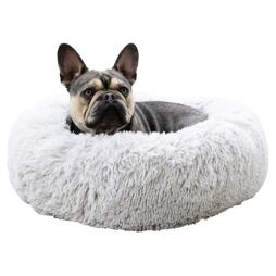 Plyšový pelíšek pro psy Fluffy, světle šedý