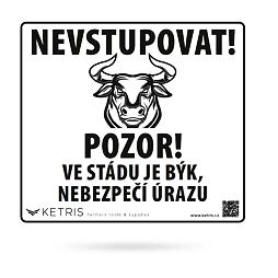 Výstražná tabulka "POZOR! BÝK" 21x19cm