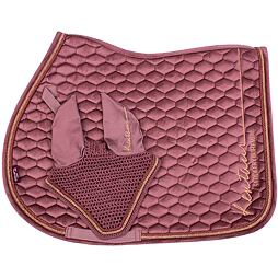 Podsedlová dečka + čabraka na uši KENTAUR Rose Gold samet, růžová, vel. Full