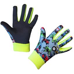 Dětské pracovní rukavice s pletenou manžetou Joy, 6-8 let vzor traktor