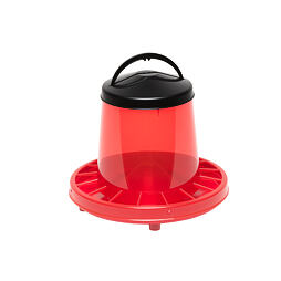 Tubusové krmítko pro kuřata a slepice závěsné, průhledné červené