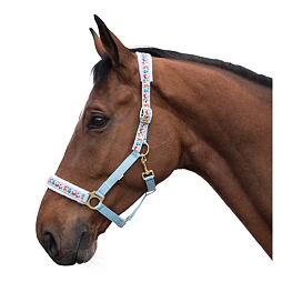 Ohlávka nylonová Happy X-Mas, modrá