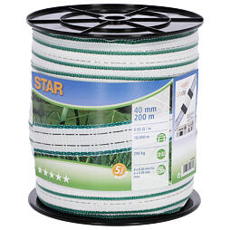 Ohradníková páska 40mm 200m STAR bílá/zelená
