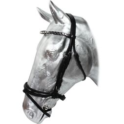 Uzdečka kožená s čelenkou s prstýnky KenTaur, černá