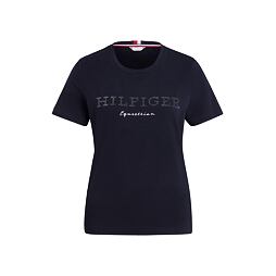 Tričko TOMMY HILFIGER Belmont Rhinestone, dámské, kolekce S/S 2025, tmavě modrá