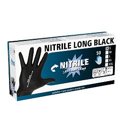 Rukavice jednorázové NITRILE, 30cm, černé