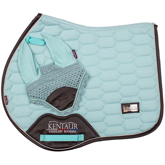 Podsedlová dečka + čabraka na uši KENTAUR, tyrkys, vel. Full