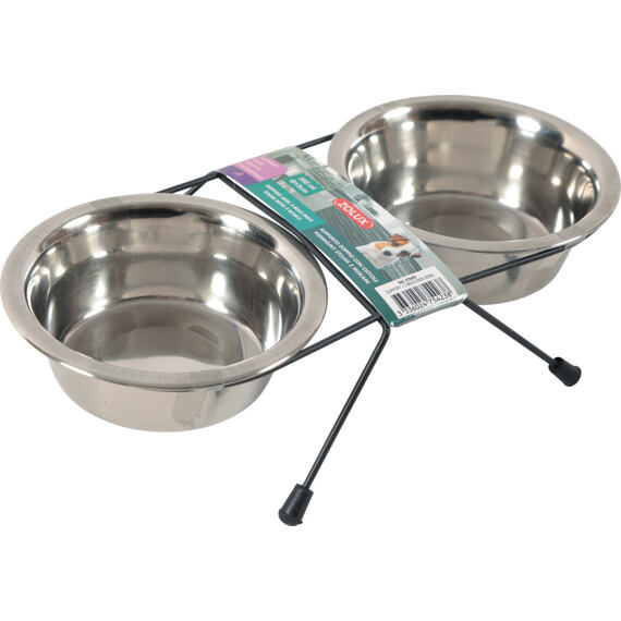 Miska nerez stojan + 2 misky pes STEEL 0,35l Zolux