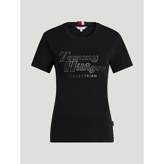 Dámské triko s kamínky TOMMY HILFIGER Malibu, černá, kolekce S/S 2026