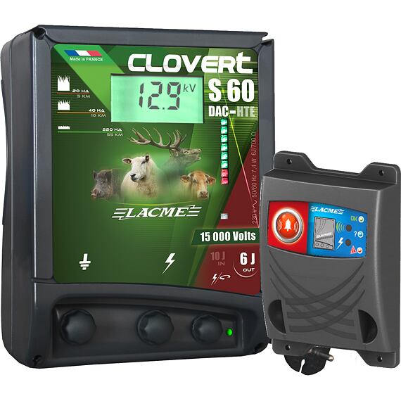 Ohradníkový digitální síťový zdroj CLOVERT S60-DAC HTE, 230V/ 6 J s alarmem