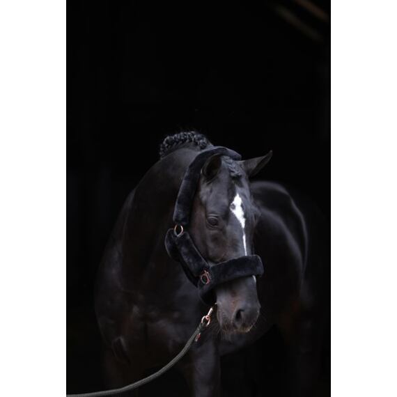 Ohlávka nylonová s beránkem Covalliero SuperSoft, černá