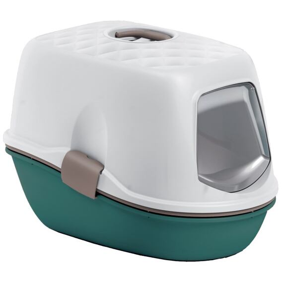 Toaleta pro kočky FURBA 59 x 39 x 42 cm, šedo/tyrkysová