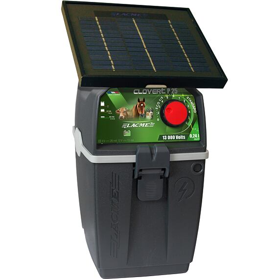 Ohradníkový bateriový zdroj CLOVERT P25 0,24J se solárním panelem 3W