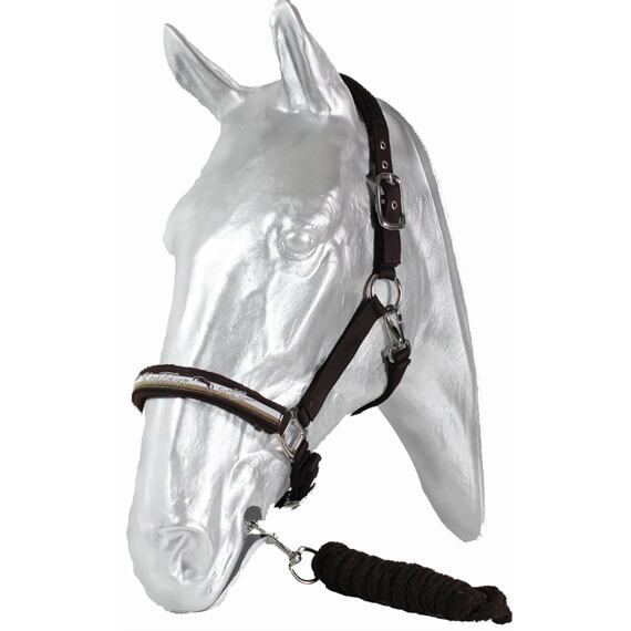 Ohlávka s vodítkem KenTaur fleece, modrá/hnědá