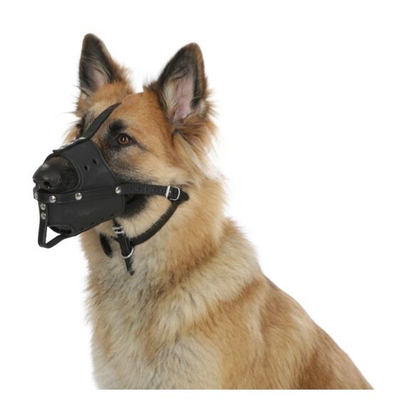 Kožený náhubek pro psy Mualkorb, černý