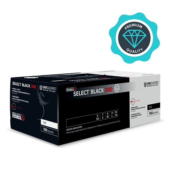 Latexové rukavice Select Black 300, 100ks/bal