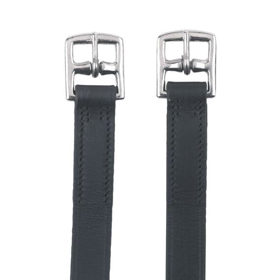 Třmenové řemeny, kožené, černé 130cm x 25mm pár