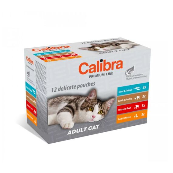 Calibra Premium Adult kapsičky pro kočky, multipack 12x100g
