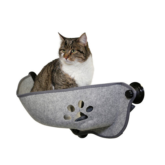 Okenní odpočívadlo pro kočky Filzino, 70 x 26 x 26 cm, šedé