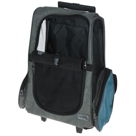 Cestovní taška na psy s kolečkami Vacation, 41 x 26 x 55/ 103 cm, šedo/modrá