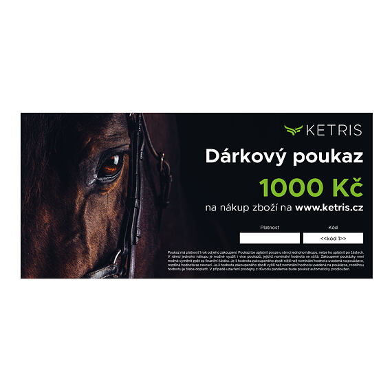 Dárkový poukaz v hodnotě 1.000 Kč (e-poukaz PDF) s motivem koně