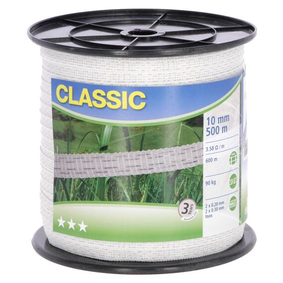 Ohradníková páska CLASSIC 10mm 500m bílá