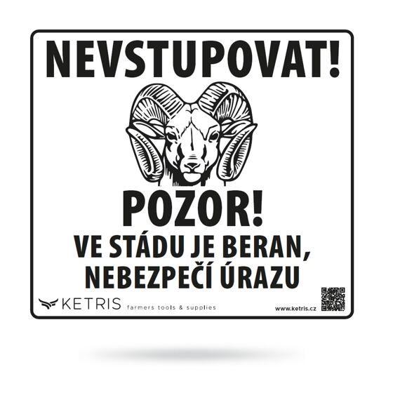 Výstražná tabulka "POZOR! BERAN" 21x19cm