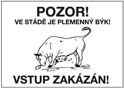 Výstražná tabulka - Plemenný býk