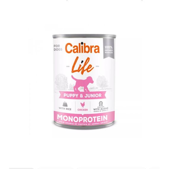 Calibra Dog Life konzerva Puppy&Junior Chicken&Rice hearts with rice 400g