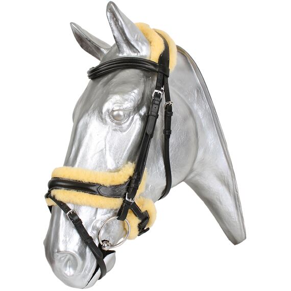 Uzdečka kožená anatomická KenTaur s beránkem, černá