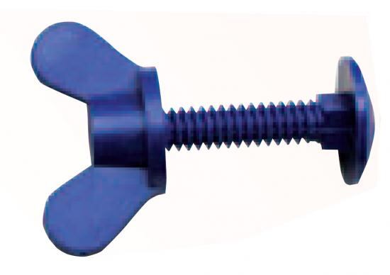 Šroub plastový s křídlovou matkou - modrý dlouhý 90mm