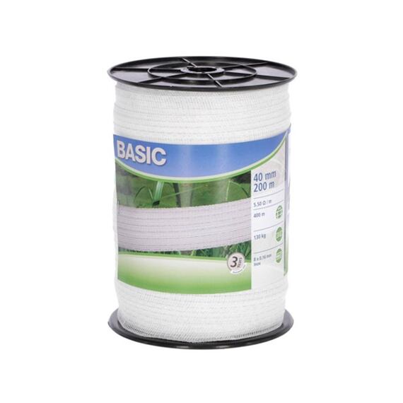 Ohradníková páska BASIC 40mm 200m bílá