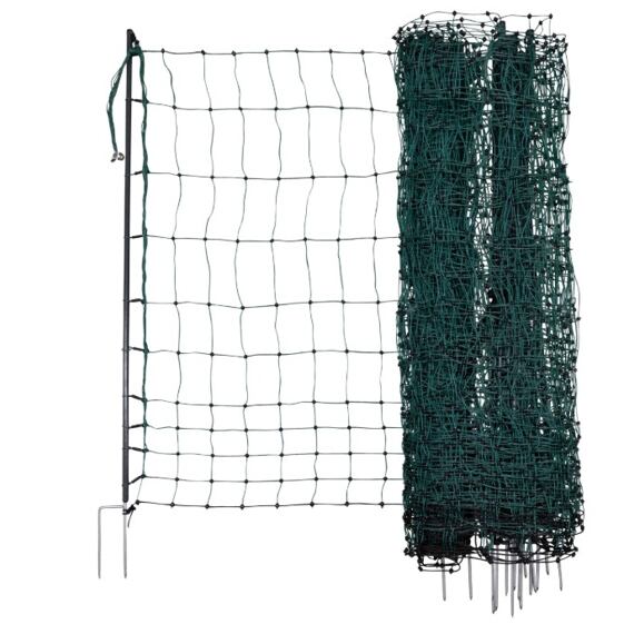 Síť pro drůbež PoultryNet Premium, vodivá, výška 122 cm, délka 50 m, dvojitý hrot, zelená
