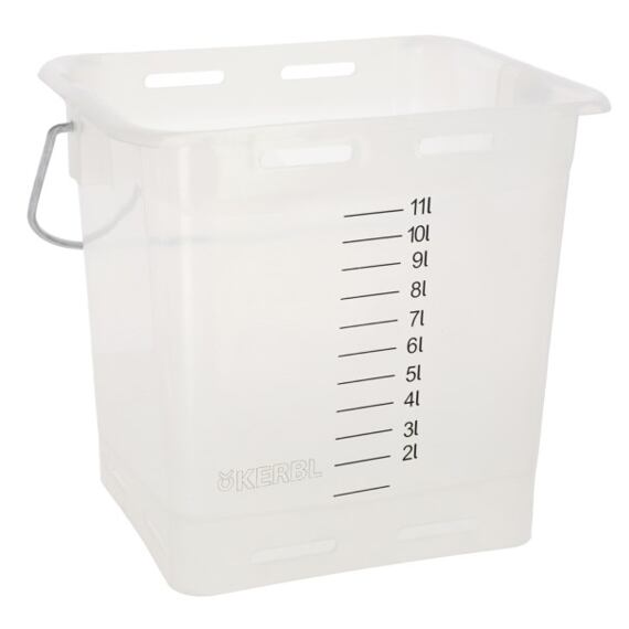 Napájecí kbelík pro telata, plast, průhledný bílý, 13l se stupnicí