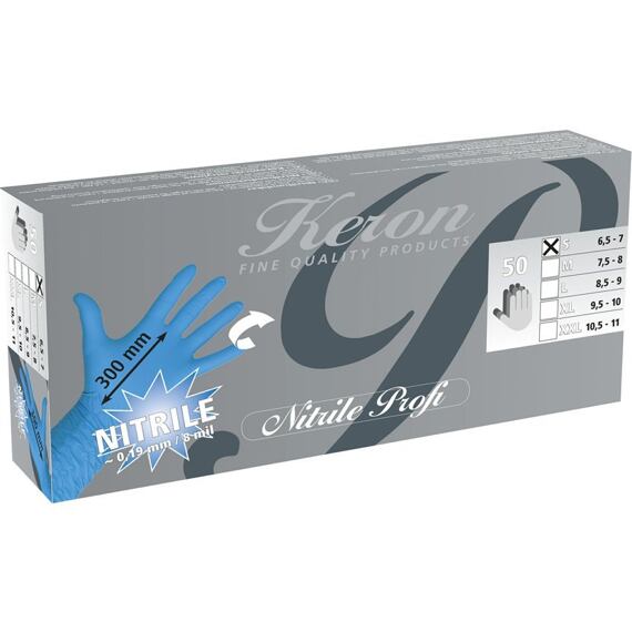 Rukavice jednorázové Keron Nitrile Profi,  50ks, 8mil