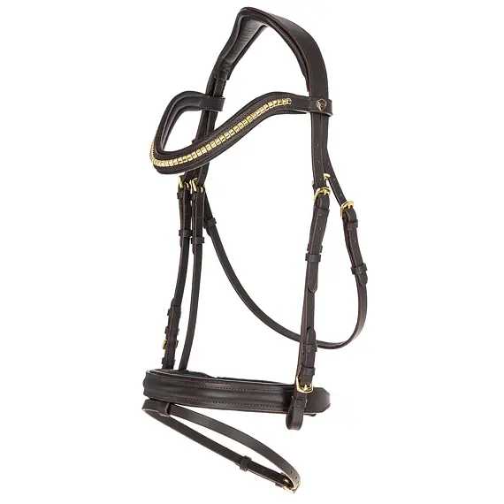 Uzdečka kožená Covalliero Clincher, hnědá