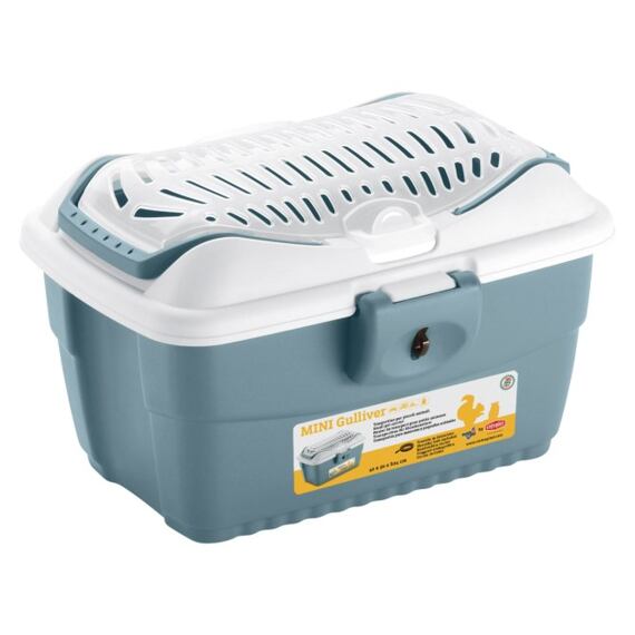 Přepravka pro králíky Mini Gulliver, 40 x 30 x 24 cm, bílo/modrá