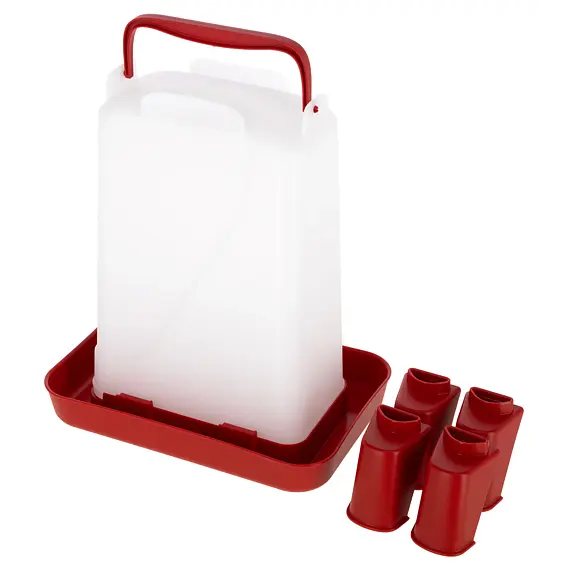 Plastová napáječka s nožičkami, 3,5 l, červeno-bílá
