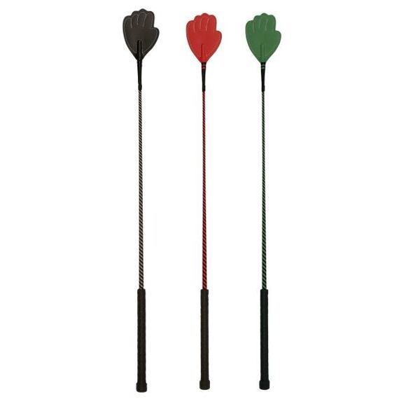 Bič jezdecký skokový s plácačkou ve tvaru ruky 65cm